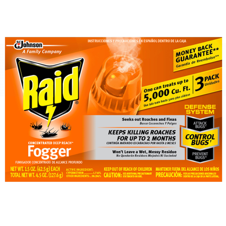 Raid Concentrated Triple Pack Fogger 4.5 oz., PK12 77701